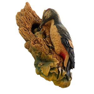 Bossons Chalkware Woodpecker and Chicks Wall Hanging Art 13" Vintage 1968